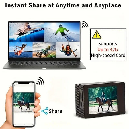 Action Cam Subacquea Ultra HD Sport, Videocamera Impermeabile Full HD 1080P,