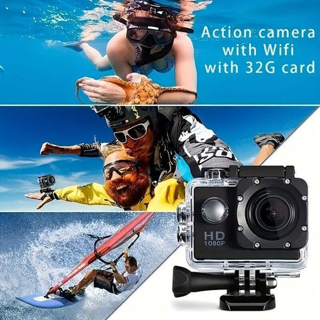 Action Cam Subacquea Ultra HD Sport, Videocamera Impermeabile Full HD 1080P,