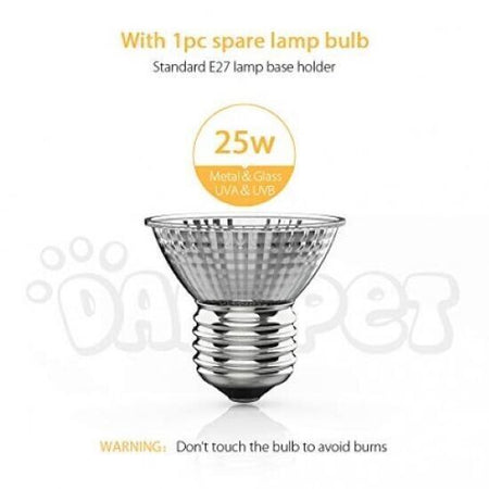 Lampada Riscaldante da 25 W con Supporto Lampada Basking UVA UVB