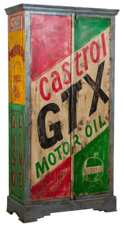 Biscottini Biscottini Armadietto Officina Legno Massiccio Dipinto Mano Stile Vintage