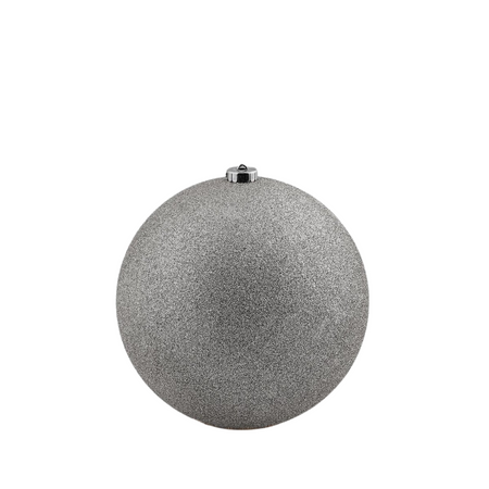 Pallina per albero di Natale, colore Argento, in poliresina da Ø 15 cm con glitter