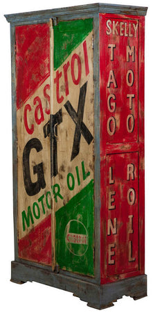 Biscottini Biscottini Armadietto Officina Legno Massiccio Dipinto Mano Stile Vintage