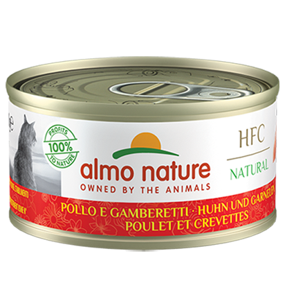 Almo Nature Scatoletta HFC Natural gusto Pollo e Gamberetti per Gatti Adulti