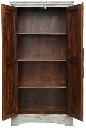 Biscottini Biscottini Armadietto Officina Legno Massiccio Dipinto Mano Stile Vintage