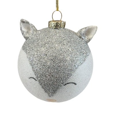 5 Palline Gatto per albero di natale in vetro bianco e grigio da Ø 8 cm pendaglio decorato