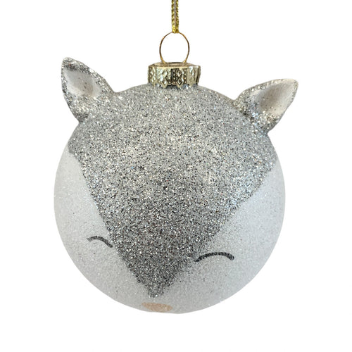 5 Palline Gatto per albero di natale in vetro bianco e grigio da Ø 8 cm pendaglio decorato
