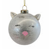 5 Palline Gatto per albero di natale in vetro bianco e grigio da Ø 8 cm pendaglio decorato