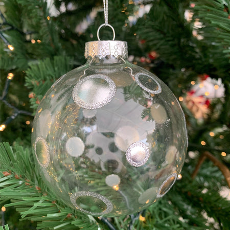 6 palline natalizie in vetro Trasparente con Pois da Ø 10 cm, Pendaglio decorato