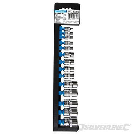 Set di bussole chiavi inserti E4-E24 Trx esagonali meccanca 14 pz Silverline - Eternal Brico