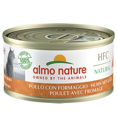 Almo Nature Scatoletta HFC Natural gusto Pollo e Formaggio per Gatti Adulti 70gr