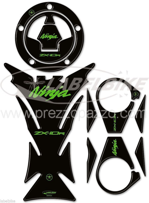KIT ADESIVI in RESINA GEL 3D compatibili x MOTO KAWASAKI ZX10R ZX-10R 2006-2010