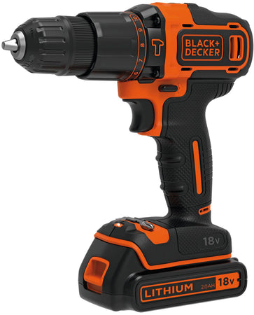 Black+Decker Trapano Avvitatore A Percussione Bdchd18Kb-Qw 18V 2 Batterie 1,5 Ah