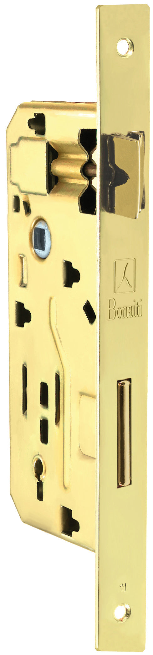 Bonaiti Serratura Legno Patent Inf. B/Quadro Art. 040P - Ottonato Lucido E.50