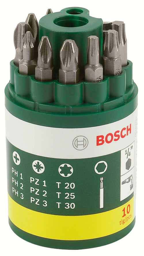 Bosch Assortimento Bit Di Avvitamento (Ph + Pz+ Torx) 10 Pezzi