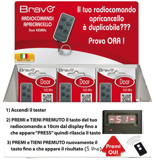 Bravo Radiocomando Apricancello Doorx Codice Fisso Frequenza 433 Mhz Display 22 Pz.