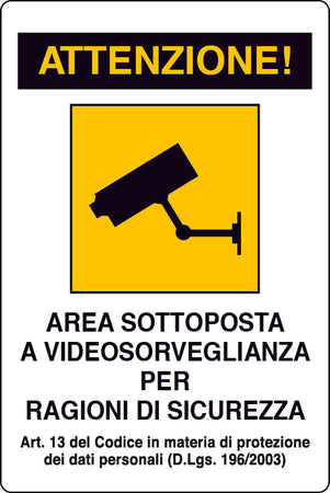 Cartello Segnaletico Area Videosorvegliata Cm. 20X30 10.00 Pz