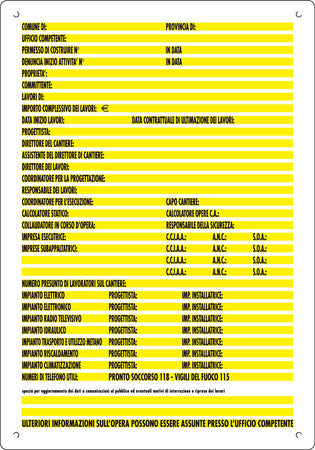 Cartello Segnaletico Concessioni Edili Cm. 60X80