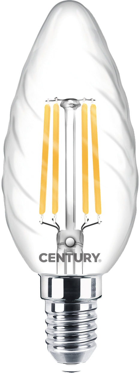 Century Lampada A Filamento Led Tortiglione E14 Luce Naturale 4 W - 470 Lumen 10.00 Pz