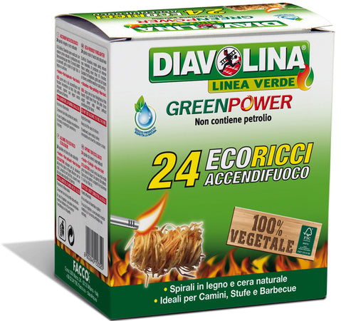 Diavolina Accendifuoco Green Power Eco-Ricci 24 Accensioni