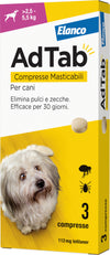 Elanco Antiparassitario Compressa Masticabile Adtab X Cani 2,5÷5,5 Kg. (Cf. 3 Compr. Da 112,5 Mg)