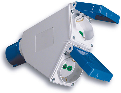 Fanton Adattatore Industriale Cee 2P+T Spina/2 Prese Schuko