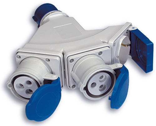 Fanton Adattatore Industriale Cee Triplo Ip44 2P+T Spina/2 Prese Cee+Schuko