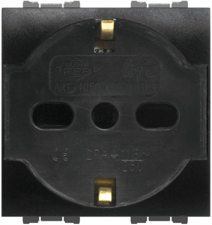 Feb Elettrica Presa Di Sicurezza Unel Bipasso 2P+T 10-16A Col. Antracite 10.00 Pz