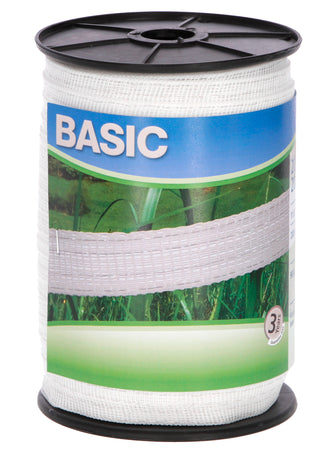 Fettuccia Elettrificata Per Recinto Basic Bianca Mt. 200 H. Cm.2 Fili 4