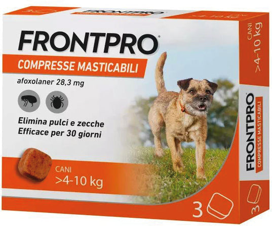 Frontpro Antiparassitario Compressa Masticabile Per Cani 4÷10 Kg. (Cf. 3 Compresse Da 28,3 Mg.)