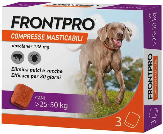 Frontpro Antiparassitario Compressa Masticabile Per Cani 25÷50 Kg. (Cf. 3 Compresse Da 136 Mg.)