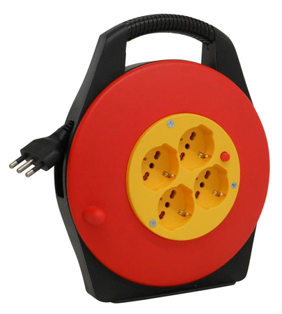 Globex Avvolgicavo Elettrico Cavo Mt.10 Spina 16A/4 Prese 10/16A Schuko