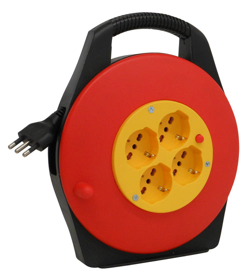 Globex Avvolgicavo Elettrico Cavo Mt.10 Spina 16A/4 Prese 10/16A Schuko