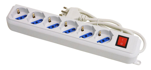 Globex Multipresa Con Interruttore In Blister 6 Posti 2P+T 10/16A Schuko