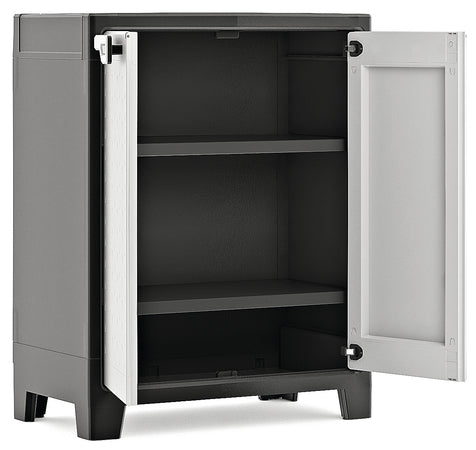 Armadio Basso Titan Xl In Resina Con 3 Ripiani Regolabili Colore Antracite Grigio Keter