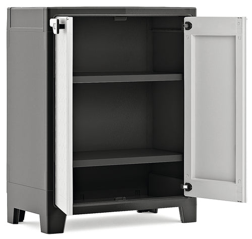 Armadio Basso Titan Xl In Resina Con 3 Ripiani Regolabili Colore Antracite Grigio Keter
