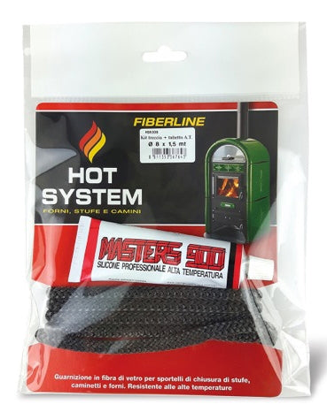 Kit Guarnizione Tonda Per Stufa+Silicone Ø Mm. 8X1,5 Mt. 6.00 Pz