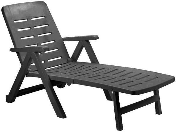 Lettino Pieghevole Con Ruote Smeraldo Cm. 189X72X96 H Col. Antracite