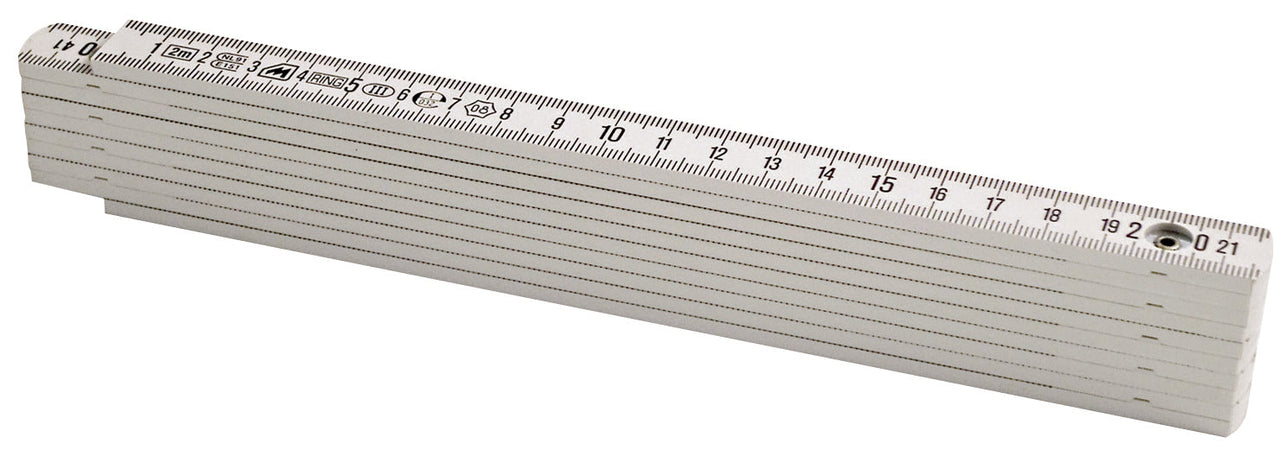 Metrica Doppiometro In Fibra Di Vetro Bianco Lunghezza Mt.2 12.00 Pz