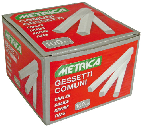 Metrica Gessetti Bianchi A Sezione Quadra Mm. 80X10X10 - 100 Pz.