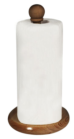 Portarotolo In Legno Scuro Con Rotolo