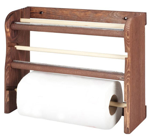 Portarotolo Tris In Legno Scuro Cm. 33X9X29H