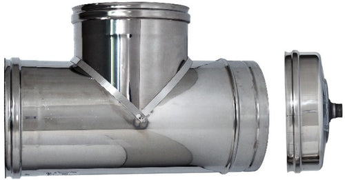 Raccordo A T Inox Aisi 316L Per Stufe + Tappo Ø Cm.12 Fem/Fem/Mas