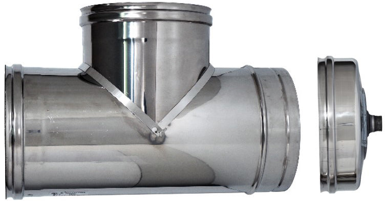 Raccordo A T Inox Aisi 316L Per Stufe + Tappo Ø Cm.12 Fem/Fem/Mas