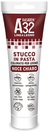 Rasaben Stucco In Pasta Colorato Per Legno A32 Noce Scuro Ml. 150 6.00 Pz