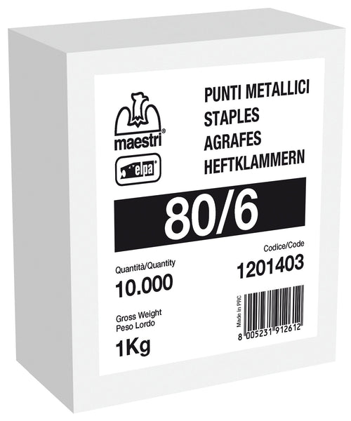 Romeo Maestri Punti Per Fissatrici In Scatola Mod. 80/6 Mm. 6 Galvanizzati 10.00 Mg