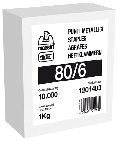 Romeo Maestri Punti Per Fissatrici In Scatola Mod. 80/12 Mm.12 Galvanizzati 10.00 Mg