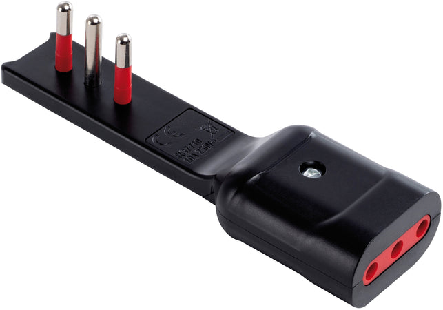 Rosi Adattatore Ultra Piatto 10Ah 2P+T - Presa 10 Ah Col. Nero