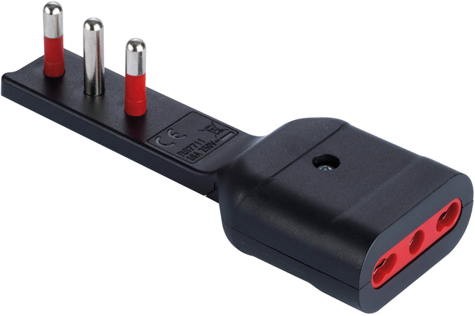 Rosi Adattatore Ultra Piatto 16Ah 2P+T - Presa 16 Ah Col. Nero
