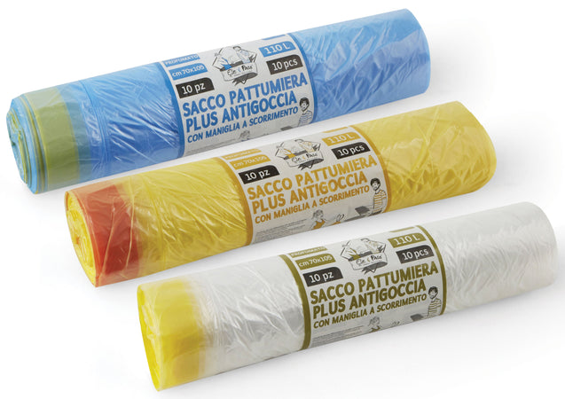 Sacco Per Nettezza Urbana Profumato Con Maniglia Cm. 70X105 (Rot. 10 Pz) Col. Giallo 30.00 Rotoli