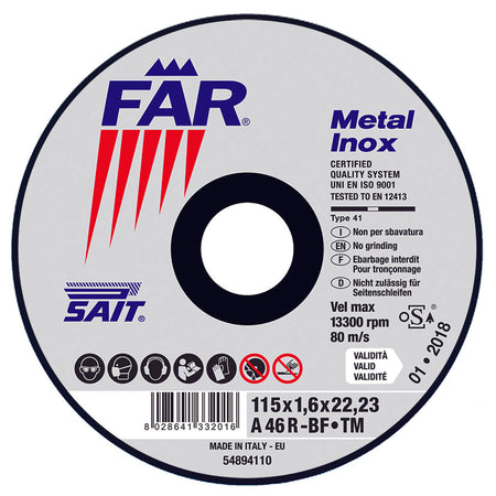 Sait Disco Abrasivo Far-Tm A 46 R Ø Mm. 230X2,0X22,23 10.00 Pz
